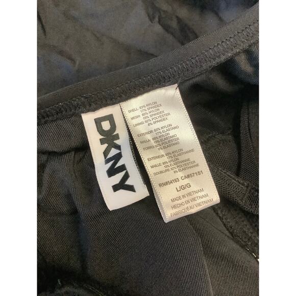 DKNY Women's Large Black Ruffle Plunge One Piece Swimsuit Beach Resort K17-26 - Picture 8 of 8